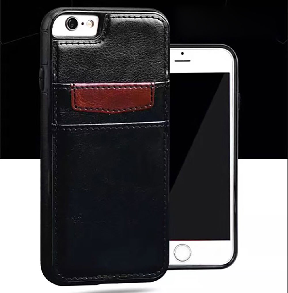 iPhone 8 Plus / 7 Plus LEATHER Style Credit Card Case (Black)
